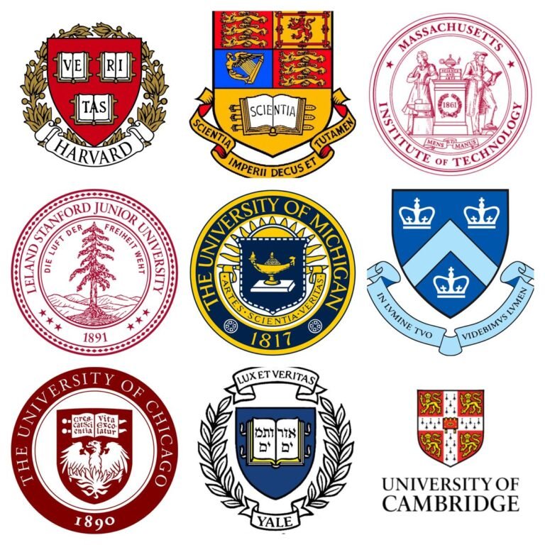 Logos of prestigious universities and colleges